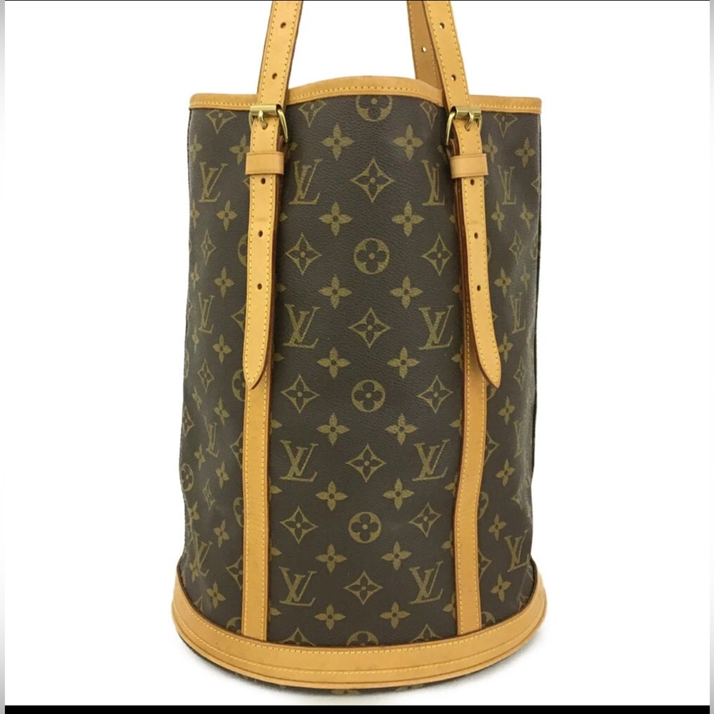 Louis Vuitton Monogram Bucket GM Shoulder Tote Bag Brown